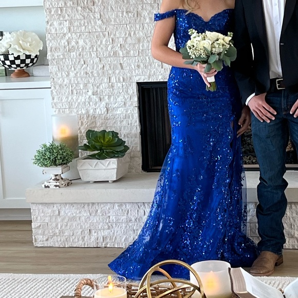 Sherri Hill Dresses & Skirts - Sherri Hill Sapphire Blue Off-Shoulder Prom Gown